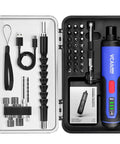 4V Cordless Electric Screwdriver with LED Light 2000mAh USB Rechargeable Battery Adjustable Torque 38 in 1 Bit Set in box