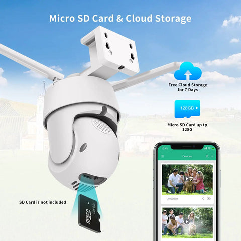 2K Outdoor Security Camera With 4MP HD Video And 360 Degree Pan Tilt Wireless 2.4G WiFi IP66 Weatherproof Motion Alerts