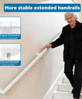 Rock Solid 5 Foot White Industrial Handrail Heavy Duty Galvanized Steel Railing Kit For Indoor And Outdoor Stairs with T-shaped connector.
