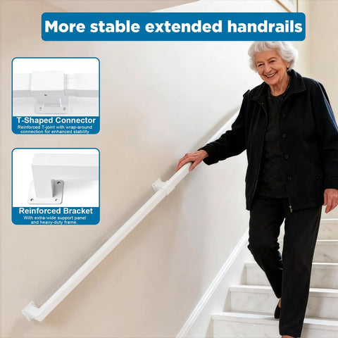 Rock Solid 5 Foot White Industrial Handrail Heavy Duty Galvanized Steel Railing Kit For Indoor And Outdoor Stairs with T-shaped connector.