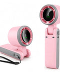 Rechargeable Handheld USB Fan With 5 Speeds For On The Go Personal Cooling Breeze Foldable Battery Operated Travel Fan Pink