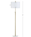 65-Inch Brass Gold And White Marble Adjustable LED Floor Lamp With White Linen Shade For Living Room And Bedroom Bold Modern Glam Standing Light Bulb Included
