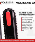 Voltstair Go Portable Electric Stair Climbing Dolly With Removable Battery Black And Red Heavy Duty Motorized Platform grip track detail.