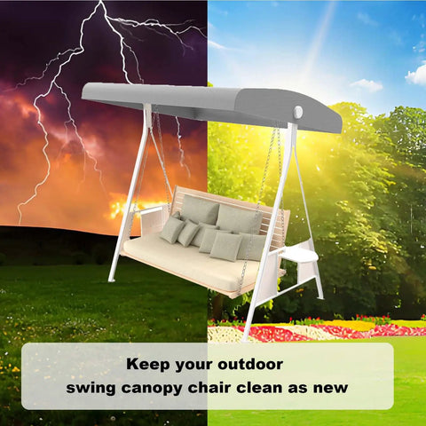 Outdoor Swing Canopy Replacement Cover For 3 Seat Gray Waterproof Swing Covers Universal Fit For Patio Garden Backyard Furniture