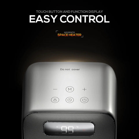 Top view of Cozy Up Quick Heat Space Heater with touch controls and LED display for Easy Control.