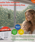 Heavy Duty Window And Screen Repair Tape No Tools Needed Self Adhesive Fiberglass Patch Kit 2 Inch By 15 Feet with family smiling near window screen repair.