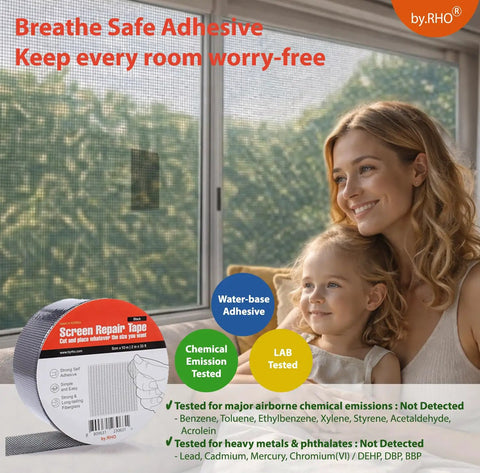 Heavy Duty Window And Screen Repair Tape No Tools Needed Self Adhesive Fiberglass Patch Kit 2 Inch By 15 Feet with family smiling near window screen repair.