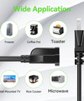 Short 2Ft 3 Prong Extension Cord For Indoor And Outdoor Use Heavy Duty Waterproof 16 AWG SJTW Cable for appliances