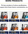 Heavy Duty Electric Counterbalance Forklift Truck With 2 Ton Lift Rating And Fully Adjustable Forks For Stress Free Warehouse Pallet Hauling And Factory Logistics Handling Built Like A Tank - Various models shown.