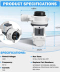 Direct Fit Washer Drain Pump Replacement For W11399437 W11259498 B25-3A04 4961028 AP6974144 PS12731241 EAP12731241 dimensions