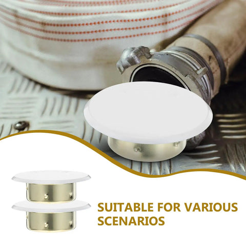 4 Pack Concealed Fire Sprinkler Head Cover Plates Ceiling Mount sprayer nozzle protector with a white cover and brass base.