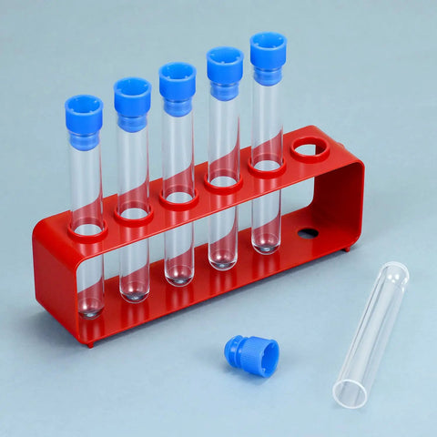 Two Rack Laboratory Test Tube Set With Airtight Caps And 12 Transparent Plastic Tubes For Experiments and Science Party Decor