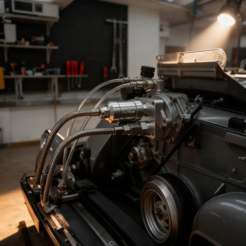 Long-Lasting Reusable Oil Filter System With Built-In Filtration on heavy-duty engine