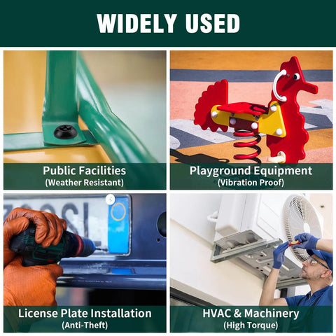 Image displaying various applications of Snag This Badass Set Of M6 By 20mm Button Head Torx Machine Screws in public facilities and playgrounds.