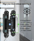 Heavy Duty 7 Inch Invisible Hidden Door Hinges Zinc Alloy Concealed Hinge System for large wood doors with adjustment features.