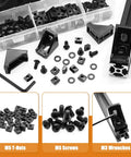 30 Piece 2020 Series Aluminum T Slot Rail Connector Kit With 2028 Corner Bracket For DIY Framing And Projects Includes T Slot Sliding Nuts And M5 Hex Screws For Aluminum Rail Accessories displayed on a table