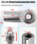 Stainless Steel Rod End Bearing Heim Joint 1/2 x 1/2-20 RH Female Thread Heavy Duty Workhorse Grade With High Load Capacity Ultra Precision Low Noise One Way Lubrication Valve For Quick Oil Injection Locking Ball and Copper Ring, 4-pack, C1045 steel