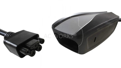 Solid Heavy Duty Ev Charging Adapter Designed For Tesla Level Two Hookups With Nema 6 30P Pigtail Plug and Smart Thermal Shutoff.