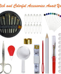 Grab And Go Portable Sewing Kit With Case For Home And Travel, Beginner Friendly Emergency Ready, accessories including needles, pins, and scissors.