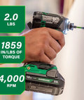 Person using 18V MultiVolt Triple Hammer Impact Driver Kit With Case, 2 Lithium Batteries And Charger, driving screw in wall.