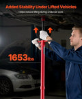 Mechanic using Underhoist Support Stand 1653 Lb Capacity With Adjustable Height From 54.02 Inches To 83.86 Inches