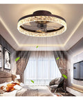 Bladeless Ceiling Fan With Lights 20 Inch Remote Control Reversible Motor 6 Speed Settings 3 Color Temperature Options Semi Flush Low Profile Mount 30W Dope Gold Finish For Living Room And Bedroom in bedroom setting