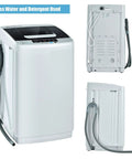 Full Automatic Washer And Spinner Combo, 8 Point 8 Lbs Portable Laundry Machine With 10 Wash Settings, showing side and back views.