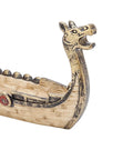 Hand Carved Dragon Boat Incense Burner With Traditional Chinese Design Incense Stick Holder And Censer Ornaments In Brown Wood