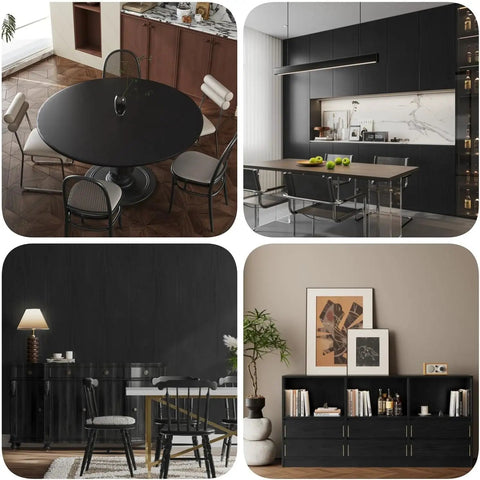 Black Wood Peel And Stick Wallpaper 39.6 By 115 Inches Self Adhesive Contact Paper For Furniture Makeovers Easy To Clean