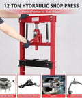 12 Ton Hydraulic Shop Press H Frame With Movable Plates And Adjustable Height Heavy Duty Bearing And Bushing Press in use
