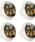 Four Pack White Dresser Knobs With Crystal Glass Accents Cute Flower And Fence Pattern Cabinet Pull Handles For Drawers