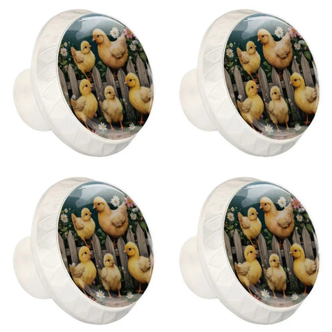 Four Pack White Dresser Knobs With Crystal Glass ✓