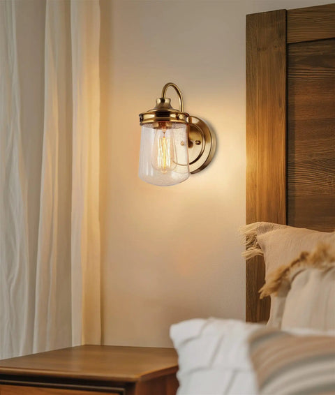 Industrial 3 Light Vanity Light For Bathroom With Seeded Glass Shades In Oil Rubbed Bronze Finish, 23 Inch Long Lantern Style Fixture