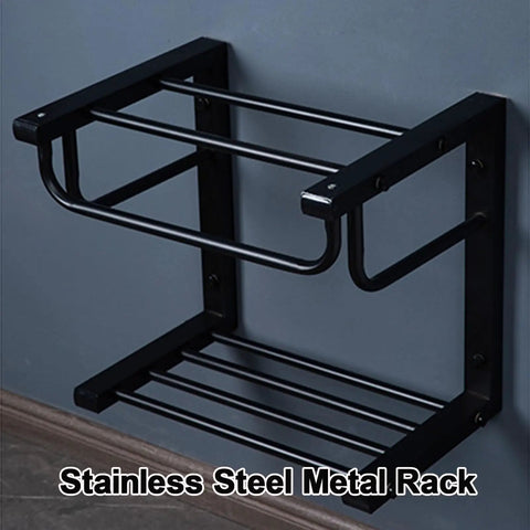 Wall-Mounted Ceramic Bathroom Sink - Rectangular U-Shape Vessel Sink with Faucet, Pedestal Metal Legs and Vintage Design, for Home,B&B and Club - Stainless steel metal rack with modern design.
