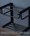 USZWBY Wall-Mounted Rectangular Ceramic Bathroom Sink - Vintage U-Shape Vessel Sink with Faucet & Pedestal Metal Legs for Home B&B Club - Stylish Space-Saving Design, stainless steel metal rack mounted on wall.