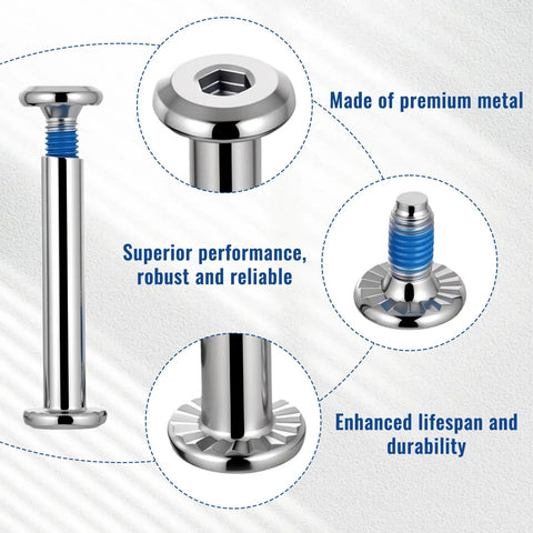 Image of 10 Pack Inline Skate Axle Screws 6mm x 36mm For Roller Skates Universal Fit Rock Solid Wheel Attachment. Close-up view.