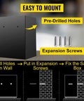 Depository Safe 1.7 Cubic Feet Carbon Steel With Electronic Code Lock, Deposit Slot, And Two Emergency Keys, Heavy Duty Security Safe for wall mounting with expansion screws and pre-drilled holes shown.