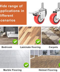 Heavy Duty Swivel Caster Wheels With Brakes PU Castors M Threaded Stem 360 Degree Rotation use on various floor types