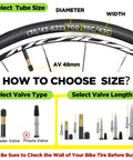 Diagram showing size and valve type for Two Pack 700c Bike Tube With 48mm Schrader Valve For 700x35c To 700x43c Road Bikes.