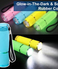 4 Pack Mini LED Flashlights With Straps, Aluminum Pocket Lights That Glow In The Dark, Water Resistant And Ultra Lightweight