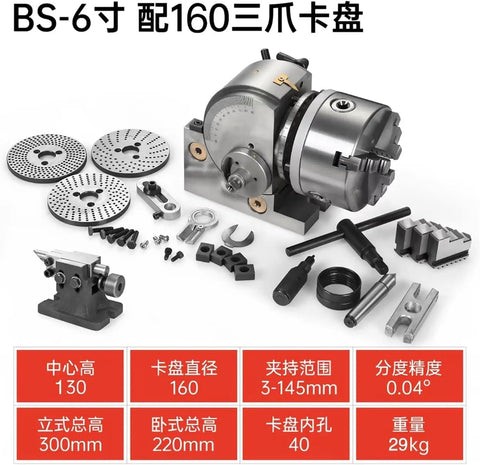 Hella Precise Beefy Five Inch Dividing Head Knocks It Out Of The Park With Tailstock Chuck And Index Plates One To Forty Reduction Ratio Vertical Horizontal Cnc Machining Rig with various components.