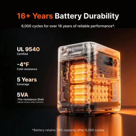 No Sweat Plug And Play Portable Power Station Featuring 3584Wh Capacity, transparent casing showing battery cells and display.