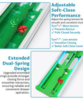 Adjustable tension mechanism of 18 Inch Soft Close Drawer Slides Featuring Adjustable Tension Side Mount Full Extension Runners.