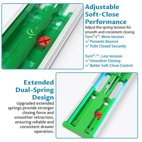 Adjustable tension mechanism of 18 Inch Soft Close Drawer Slides Featuring Adjustable Tension Side Mount Full Extension Runners.