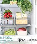Three Piece Refrigerator Organizer Set With Lids For Fresh Produce And Storage, Clear And Gray Bins To Keep Your Fridge Neat
