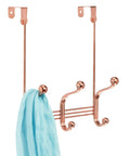 Over The Door Organizer Rack With 3 Hooks In Rose Gold Metal For Bedroom Closet Bathroom Dorm Mudroom Space Saving Door Hanger Keeps Towels Accessories Bags And More.