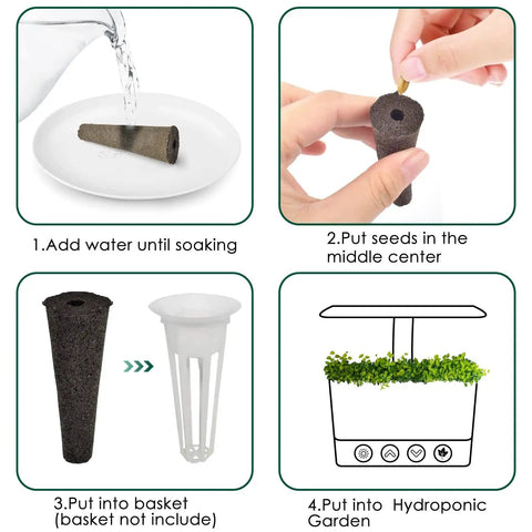 Steps for using 50 Pack Grow Sponges For AeroGarden Compatible Seed Pods Replacement Root Growth Sponges Seedling Starter Kit Refills