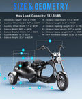 Size and geometry illustration for Blazing Fast 4000 Watt Electric Bike With 60 Volt Battery And Badass Removable Sidecar.