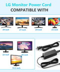 19V DC Monitor Power Cord Replacement For LCD LED Monitors And Widescreen HDTVs No Fuss Fits 22 23 24 27 Inch Displays And Flat Panel TVs Compatible Power Adapter Cord For Various Models, black adapter cord with plug