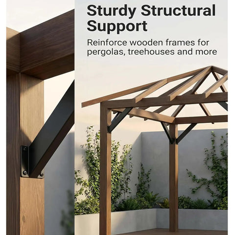 Beefy 45 Degree Angle Support Bracket Heavy Duty Connector Brace For Wood Structures Gazebos Tree Houses Cabins And Patios DIY Kit 4 Pack Wind Resistant High Load Bearing For Outdoor Projects